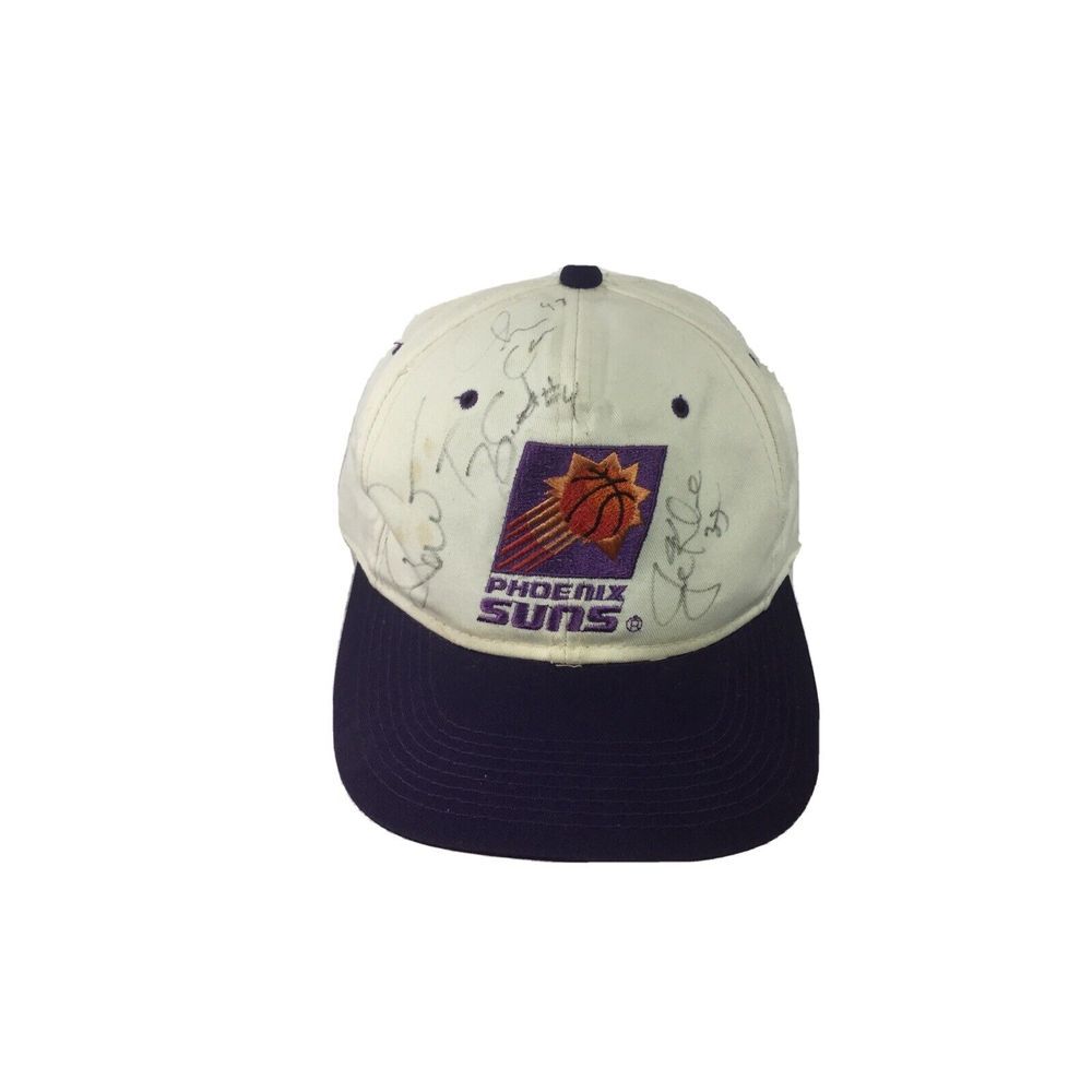 Vintage 90s Phoenix Suns Hat Signed Cap By #35 Joe Kleine # 43 Chris Carr # 4 MF